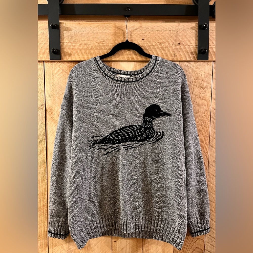 Vintage Cotton Country Knitted Loon Sweater on Front & Back. Size Large
